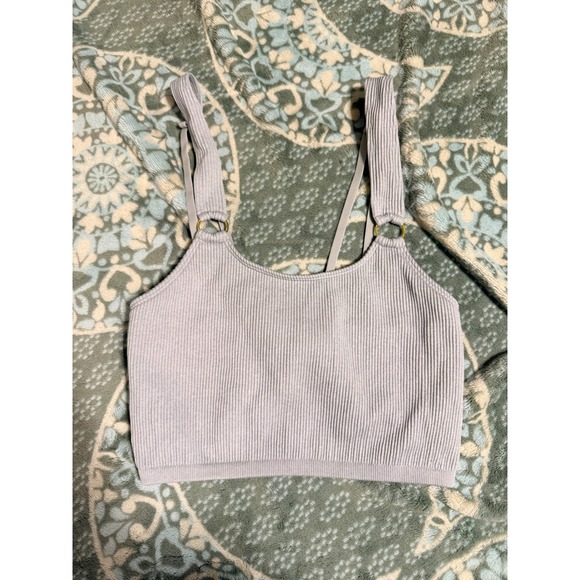 aerie Tops - Aerie Ribbed Seamless Crop Top Light Purple Gold Ring Detail Womens Size Small